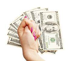 woman's hand with money