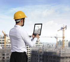 builder with tablet