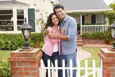 young couple at new house